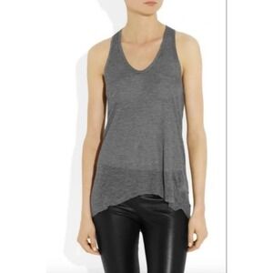 Helmut Lang Womens Gray Knit Asymetrical Scoop Neck Relaxed Fit Tank Top Small